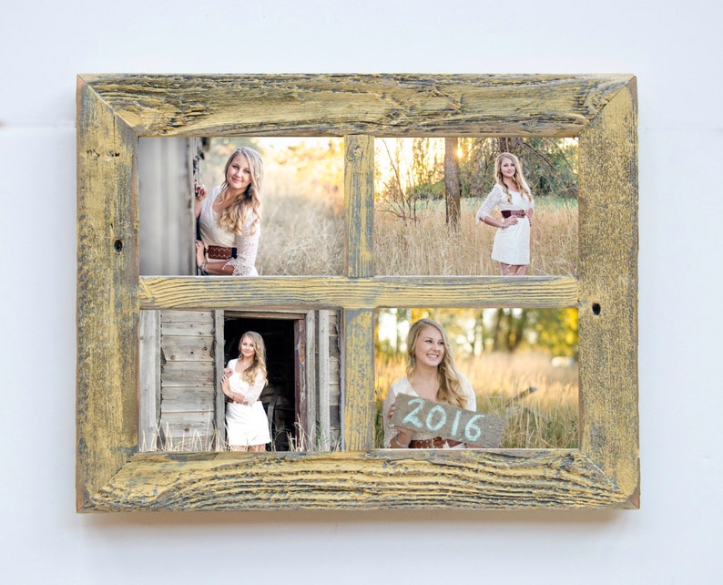 2 4 Hole 8x10 Barn Window Collage Picture Frame Yellow Image 0