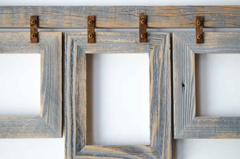 Barnwood Collage Frame. 3 4x6 Multi Opening Frame. Rustic Picture Frame. Collage Frame. Gray Picture Frame. Wood Picture Frame. Shabby Chic image 1