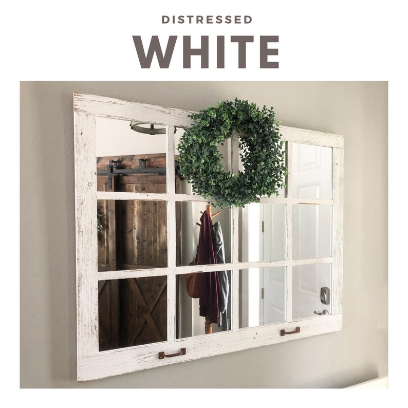 46x 36 Farmhouse Wall Decor Window Mirror Rustic Etsy