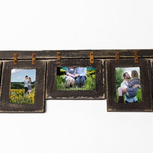 Mixed Barnwood Collage Frame 5 hole 4x6 Multi Opening Frame-Rustic Picture Frame-Reclaimed-Landscape or Portrait-Collage Frame, Brown Frame
