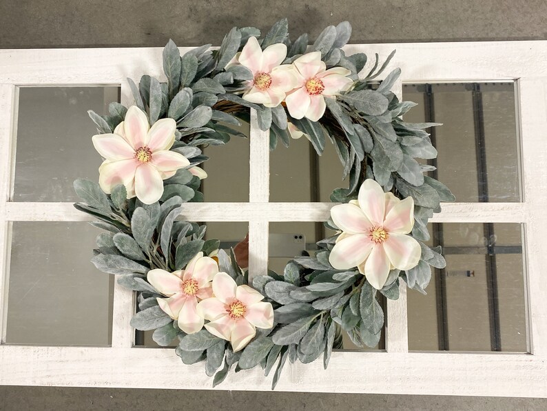 8 Pane Farmhouse Wall Decor Window Mirror Farmhouse Wreath Etsy