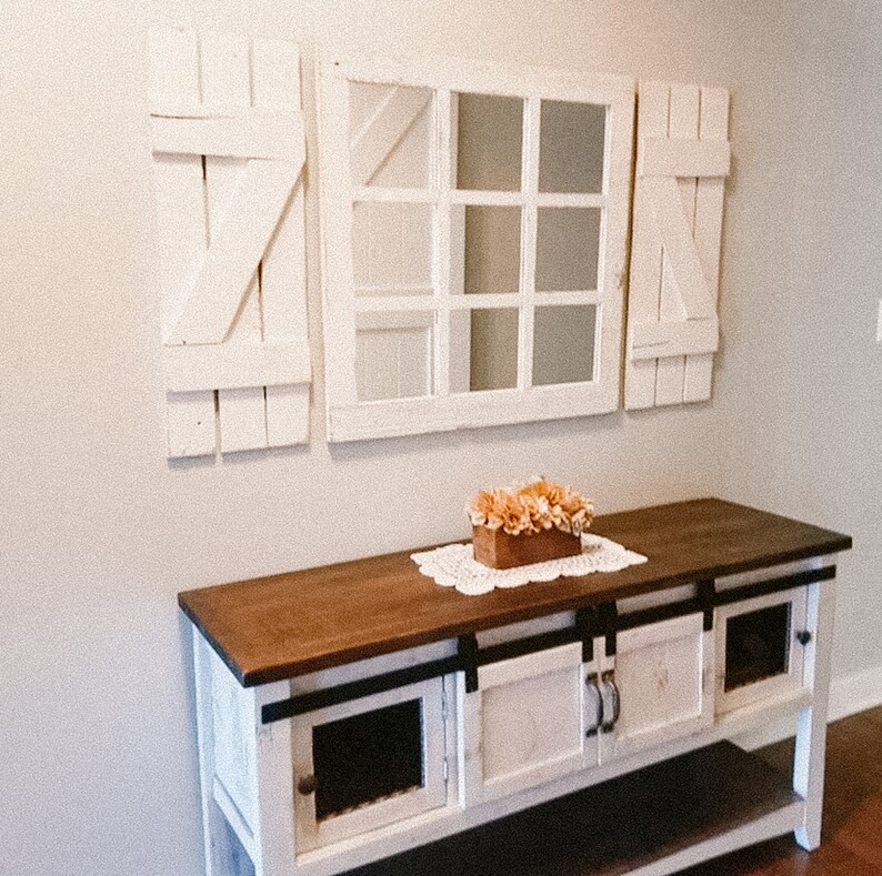 36x 36 Farmhouse Wall Decor Window Mirror Rustic Etsy