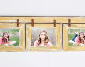 Barnwood Collage Frame 3 hole 5x7 Multi Opening Frame-Rustic Picture Frame-Reclaimed-Landscape or Portrait-Collage Frame