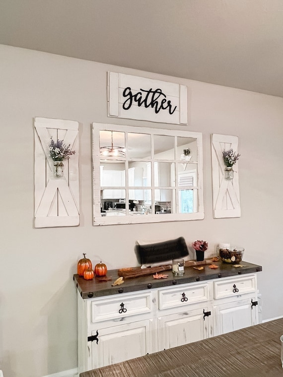 46"x 36" Farmhouse Wall Decor Window Mirror - Rustic Window Mirror - Rustic Mirror - Large Window Mirror - Window Pane Mirror