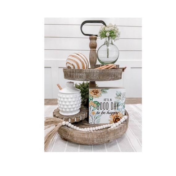 Two Tiered Tray Tiered Tray Decor Farmhouse Tiered Tray - Etsy Canada