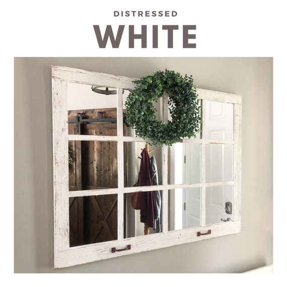 46x 36 Farmhouse Wall Decor Window Mirror Rustic Window Mirror