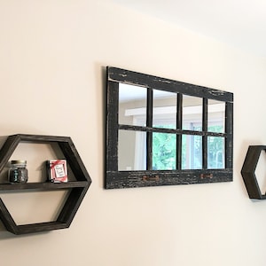 8 Pane Farmhouse Wall Decor Window Mirror - Rustic Window Mirror - Rustic Mirror - Large Window Mirror - Window Pane Mirror
