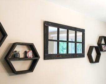 8 Pane Farmhouse Wall Decor Window Mirror - Rustic Window Mirror - Rustic Mirror - Large Window Mirror - Window Pane Mirror