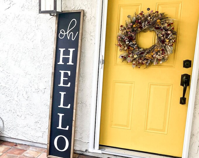 Oh Hello Wood Framed Sign Home Wall Decor Home Sign Etsy
