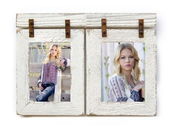 5x7 Barnwood Collage White Frame 2) 5x7 Multi Opening Frame-Rustic Picture Frame-Reclaimed-Cottage Chic-Collage Frame-Collage Frame-Shabby