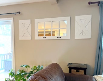 8 Pane Farmhouse Wall Decor Window Mirror - Rustic Window Mirror - Rustic Mirror - Large Window Mirror - Window Pane Mirror