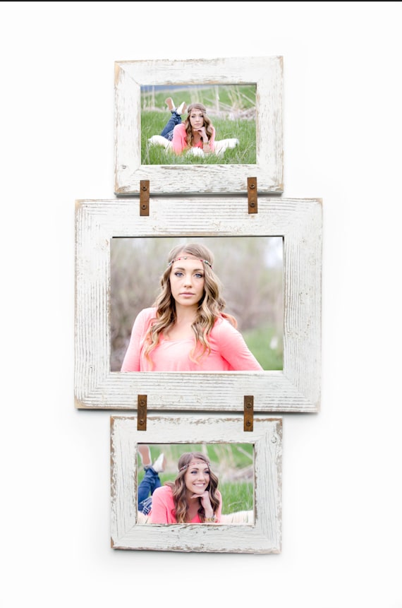 4x6 Barnwood Collage White Frame 2 4x6 Multi Opening Frame-rustic Picture  Frame-reclaimed-cottage Chic-collage Frame-collage Frame-shabby 
