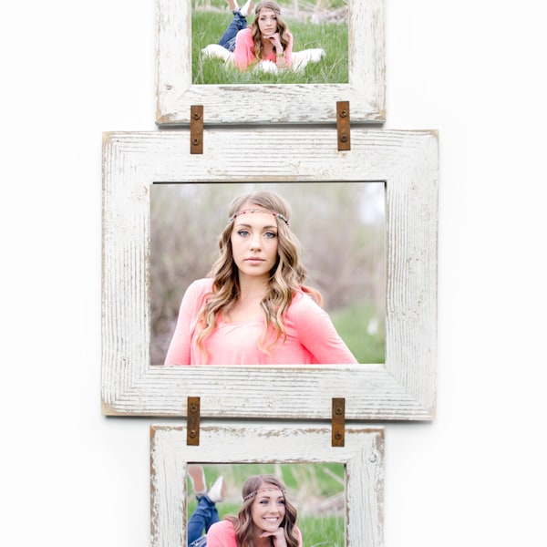 Barnwood Collage Frame 2 hole 5x7 and  1 hole 8x10 Multi Opening Frame-Rustic Picture Frame-Reclaimed-Collage Frame