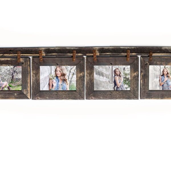 Barnwood Collage Picture Frame. 4 hole 4x6 Multi Opening Frame. Rustic Picture Frame.Collage Photo Frame. Wood Picture Frame.