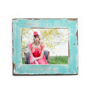 Farmhouse Distressed Turquoise Barnwood Picture Frame-Rustic Picture Frame-Home Decor Frame-Reclaimed-Cottage ChicHandmade