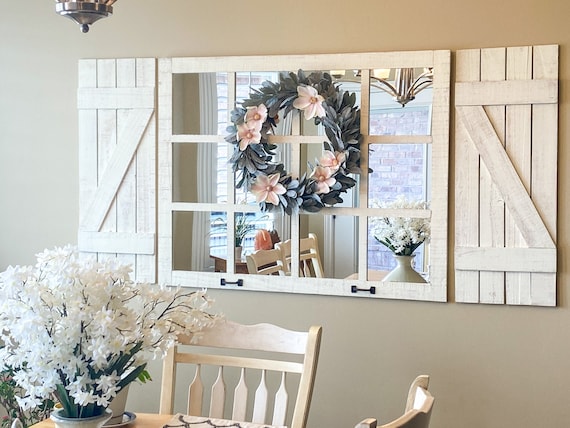 46x 36 Farmhouse Wall Decor Window Mirror Rustic Window Mirror