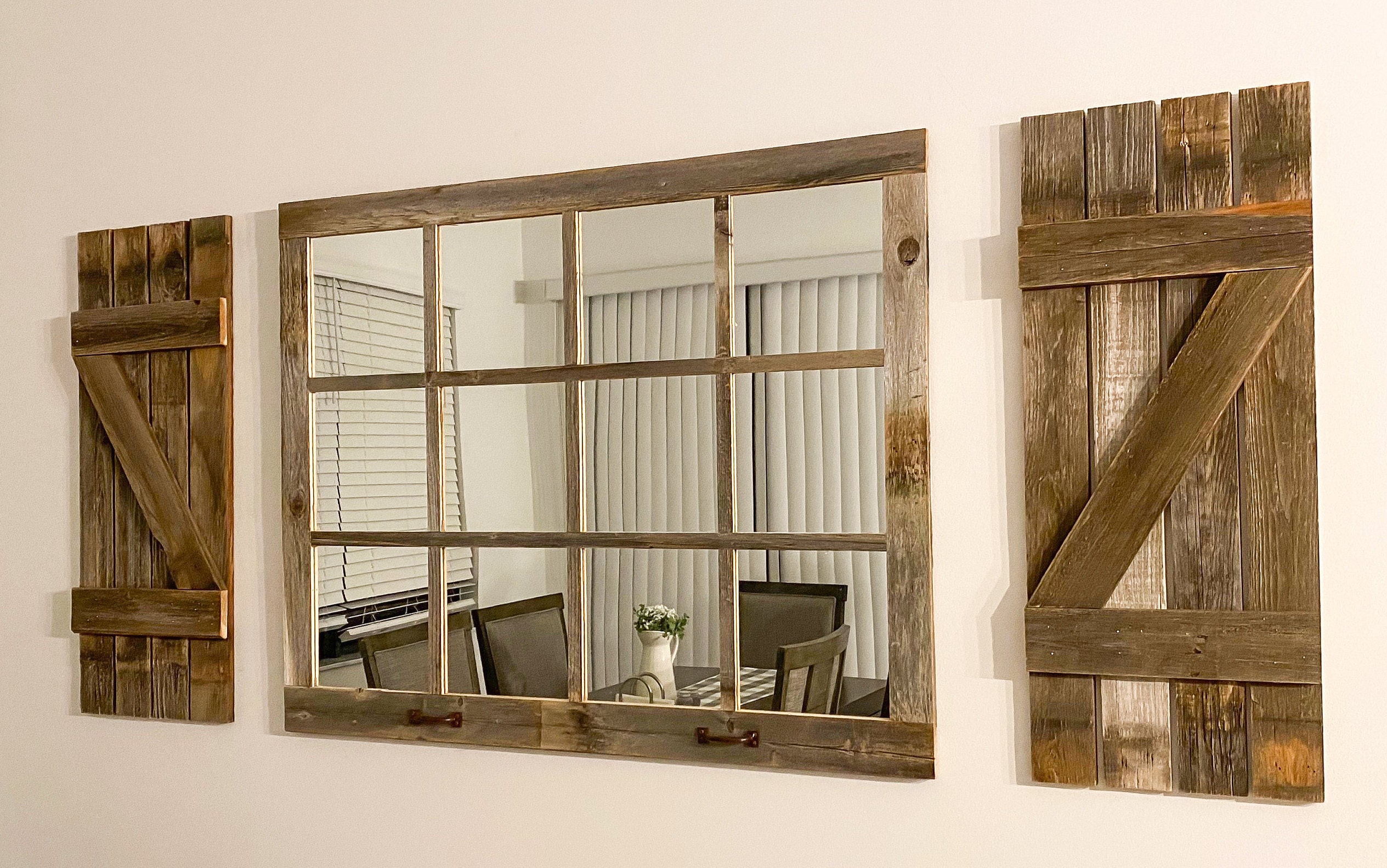 Farmhouse Wall Decor Window Mirror Rustic Window Mirror Etsy