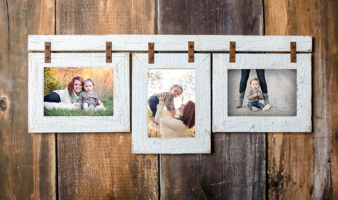 Barnwood Mixed Collage Frame. 3 5x7 Multi Opening Frame. Etsy