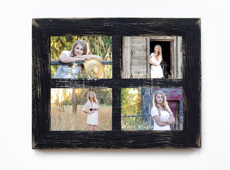 2 4 Hole 8x10 Barn Window Collage Picture Frame Black Distressed Frames Wedding Gift Reclaimed