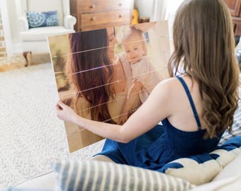 Foto personalizada en madera, palé de madera personalizado para fotos, arte mural con fotos familiares, regalo fotográfico personalizado, decoración rústica de madera para el hogar