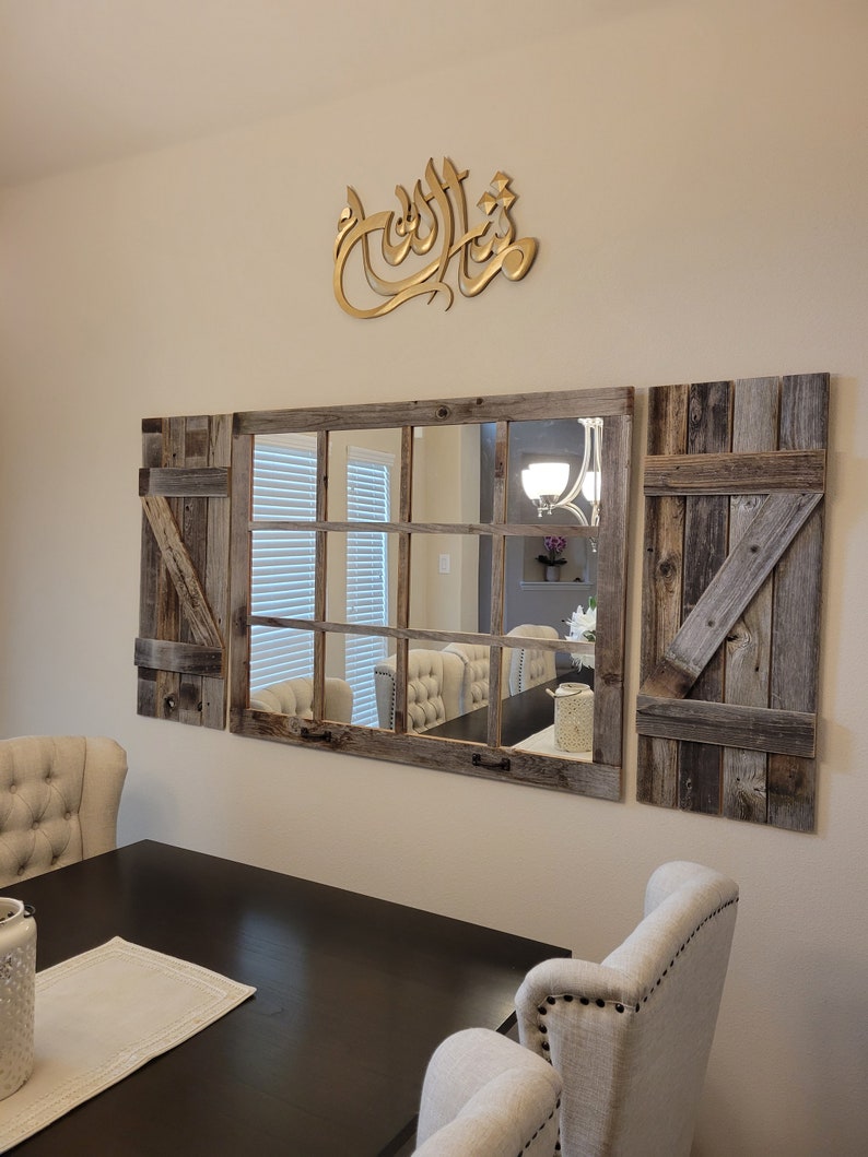 Large Farmhouse Wall Decor Mirror Wall Art Rustic Farmhouse Etsy