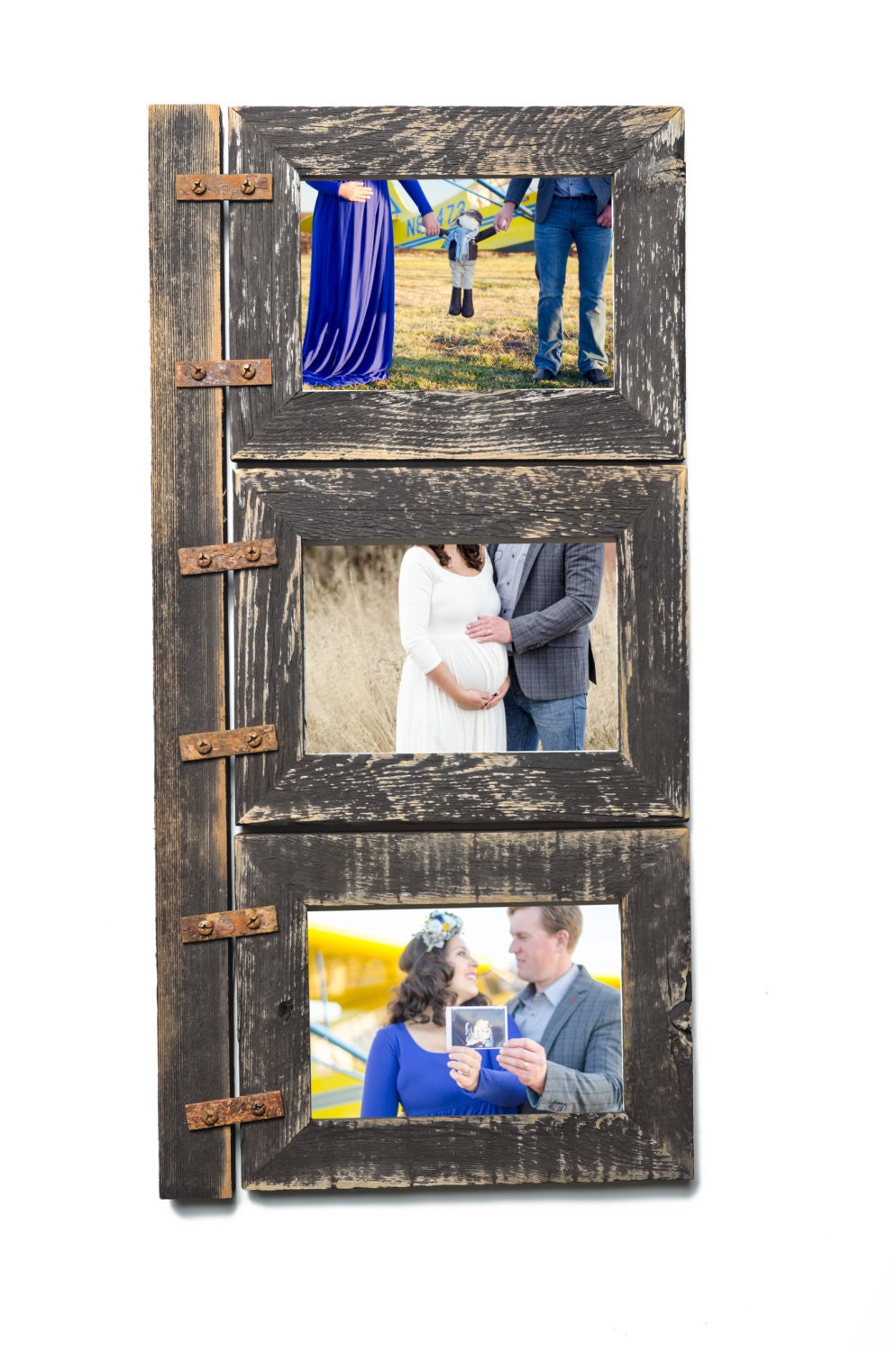 Barnwood Collage Frame. 3) 4x6 Multi Opening Frame. Rustic Picture Fra –  Rusty Mill Decor