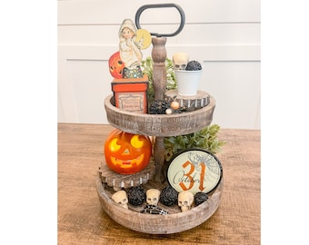 Two Tiered Tray, Tiered Tray, Halloween Decor, Halloween Home Decor, Farmhouse Decor, Holiday Decor, Fall Decor, Tiered Tray Autumn Decor,