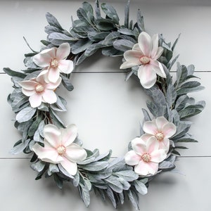 Peony lambs ear wreath for front door, front door wreaths year round, rustic wall decor, farmhouse wall decor, farmhouse wreath