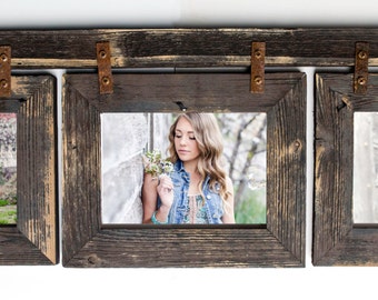 Barnwood Collage Frame 3 hole 5x7 Multi Opening Frame-Rustic Picture Frame-Reclaimed-Landscape or Portrait-Collage Frame