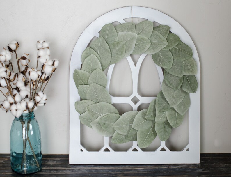 Cathedral Window Rustic Frame Wall Decor Farmhouse Modern Magnolia Wreath