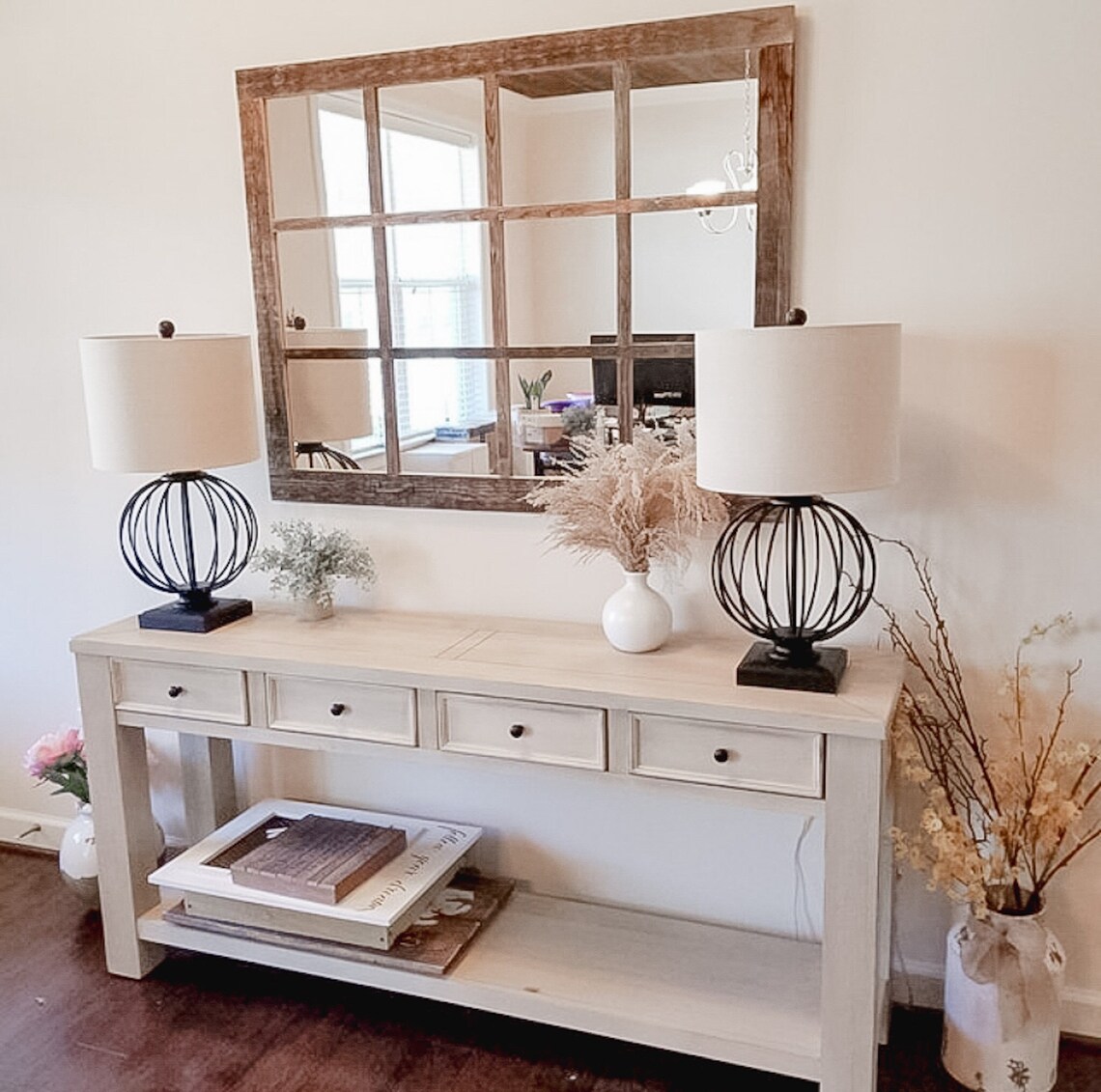 Farmhouse Wall Decor Window Mirror With Shutters Rustic Etsy