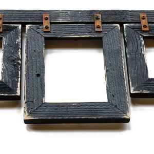 2 Barnwood Collage Frame 3 8x10 Multi Opening Frame-Rustic Picture Frames-Reclaimed-Cottage Chic-Black Collage Frame Farmhouse Frame image 4