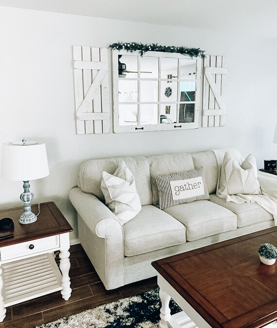 Farmhouse mirror cheap over couch