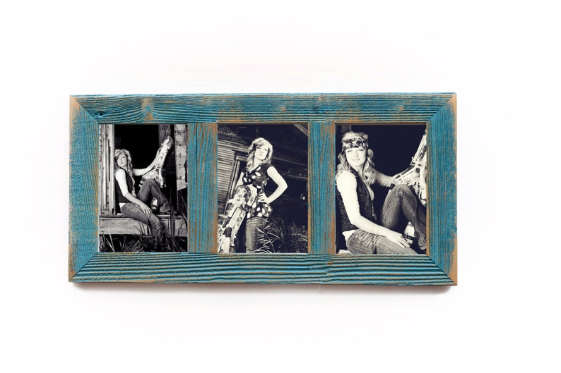 3 Hole 8x10 Barnwood Vertical Collage Picture Frame Ocean Image 0