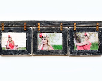 Barnwood Collage Frame 3 hole 4x6 Multi Opening Frame-Rustic