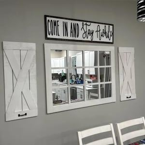46&quot;x 36&quot; Farmhouse Wall Decor Window Mirror - Rustic Window Mirror - Rustic Mirror - Large Window Mirror - Window Pane Mirror
