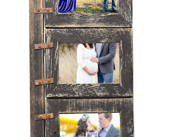 Barnwood Collage Frame 3 hole 8x10 Multi Opening Frame-Rustic Picture Frame-Reclaimed-Landscape or Portrait-Collage Frame