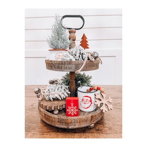 Christmas Tiered Tray, Farmhouse Christmas, Holiday Tiered Tray Decor, Christmas Decor, Holiday Decor, Christmas Decoration,Rustic Christmas