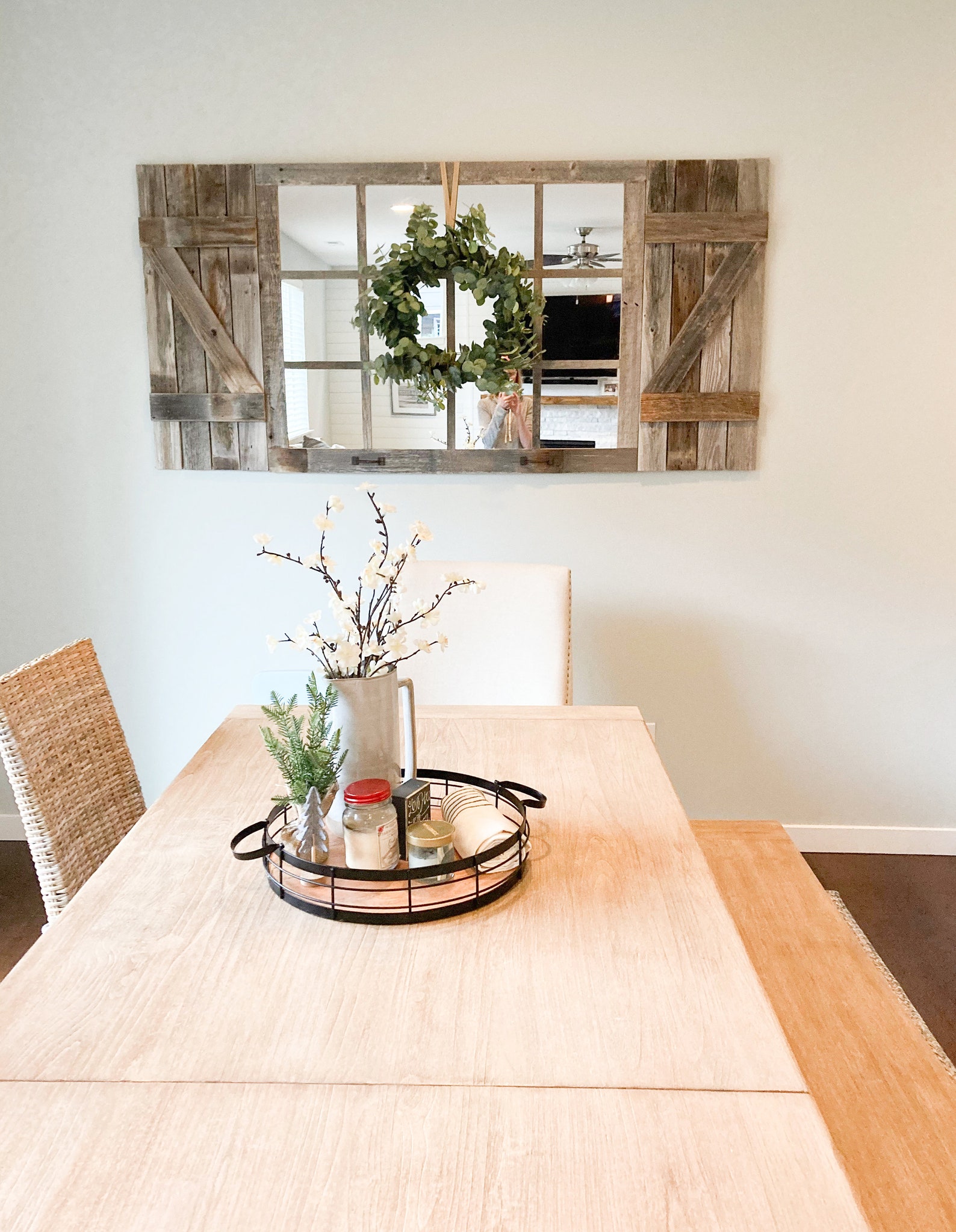 Large Farmhouse Wall Decor Mirror Wall Art Rustic Farmhouse Etsy