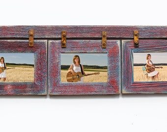 Barnwood Collage Frame 3 hole 8x10 Multi Opening Frame-Rustic Picture Frame-Reclaimed-Landscape or Portrait-Collage Frame