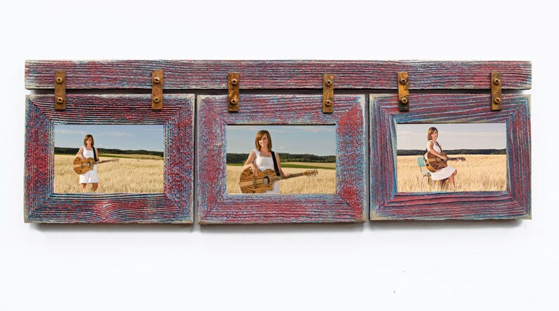 Barnwood Collage Frame 3 Hole 8x10 Multi Opening Rustic Image 0