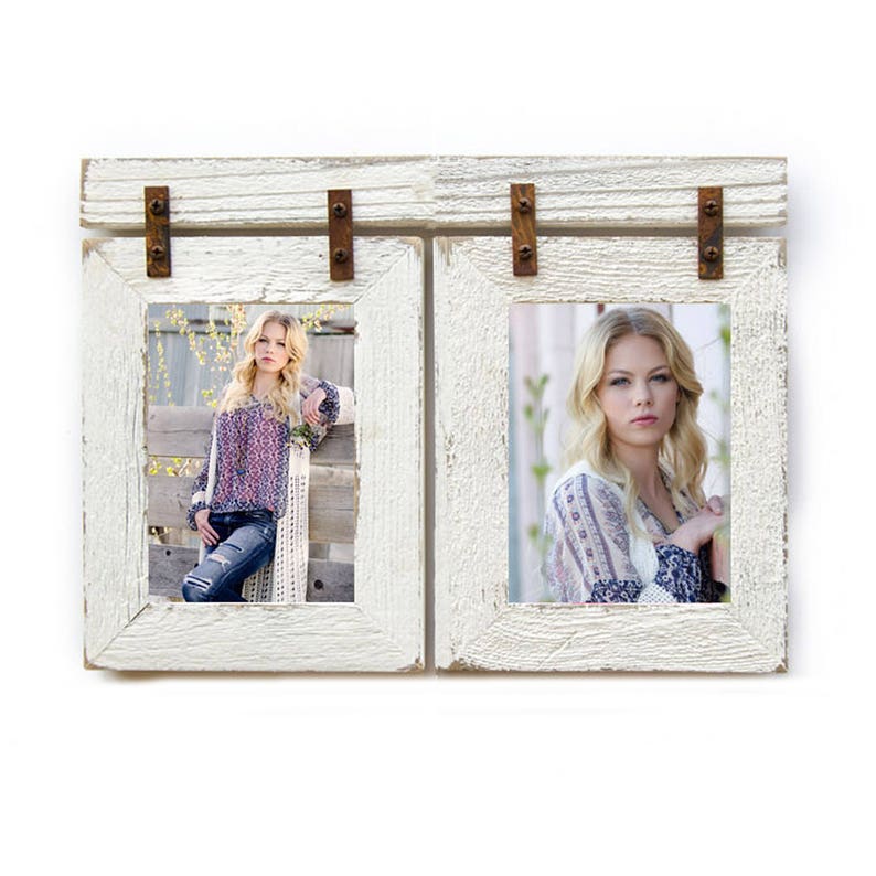 11x14 Barnwood Collage White Frame 2 Multi Opening Rustic Picture Cottage Chic Shabby