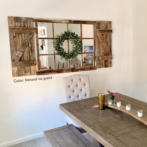 46x 36 Farmhouse Wall Decor Window Mirror Rustic 46x 36 Farmhouse Wall Decor Window, Wood Window Mirror Decoration Ideas