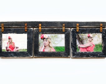 3 hole 8x10 Barnwood Collage Picture Frame - Rustic Picture Frame - Collage Frame - Farmhouse Distressed Frame - Rustic Frames