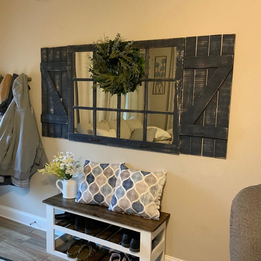 Mirror Shutters Farmhouse Wall Decor, Farmhouse Decor Living Room