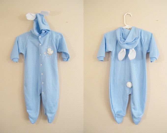 Vintage Baby Sleeper / Easter Outfit / Bunny Ears and Tail Etsy