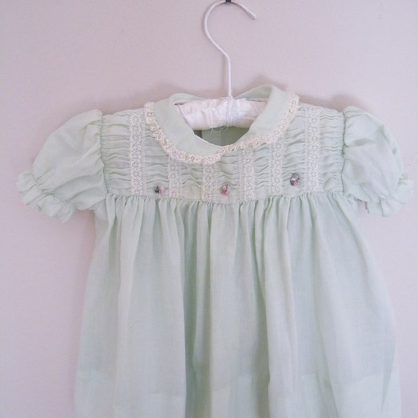 Vintage 1950s Baby Dress -- Mint Green -- by Nannette