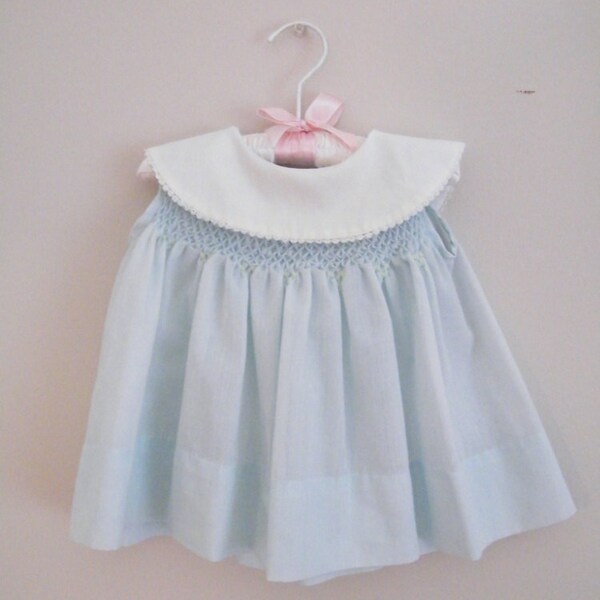 Vintage 1950s Baby Dress -- Robins Egg Blue -- Size 9 Months