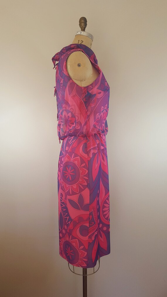 Vintage 1960s Dress / Fuchsia Psychedelic Print /… - image 5
