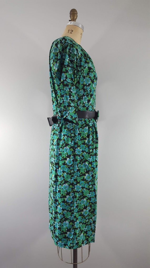 Vintage 1960s Green Floral Dress / Vintage 60s Dr… - image 6